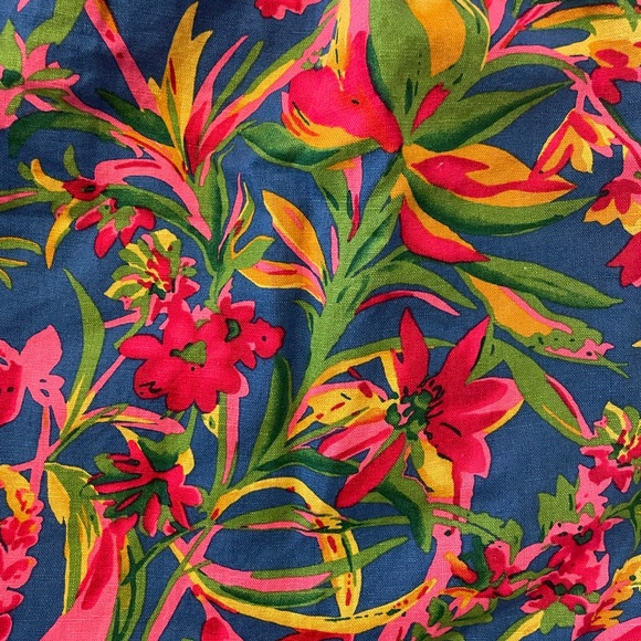 J. Crew Womens Floral Linen Skirt, Size 10, Elastic Waist Blue Green Yellow Pink - Picture 4 of 5